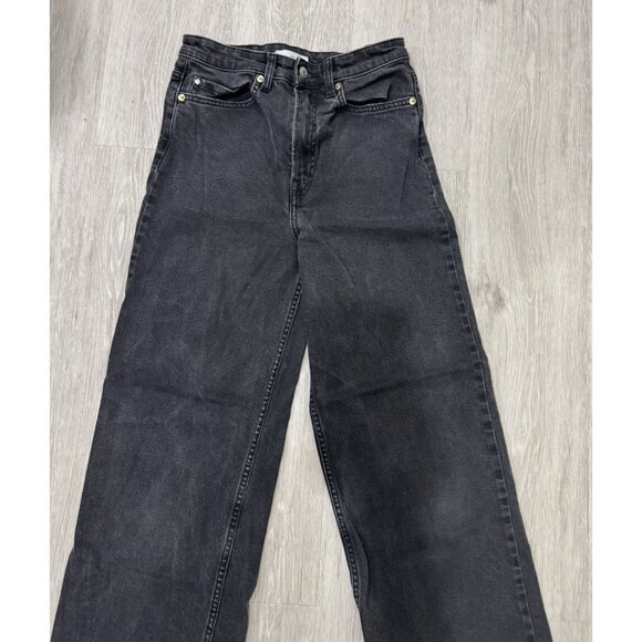H&M Black MOM Jeans Women Wide leg High Waist Skater Streetwear Size 4 - Picture 3 of 12